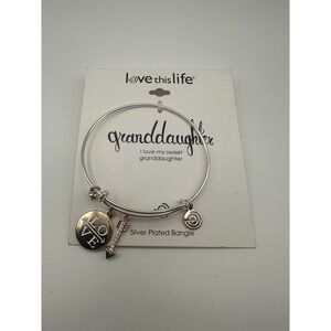 Love This Life Granddaughter Silver Plated Bangle Bracelet Love Arrow Charms NEW